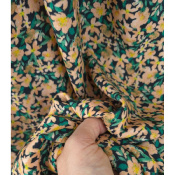 Tissu Crepe 100 % Viscose Apricot Flowers