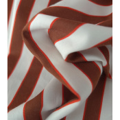 Tissu Popeline 100 % Coton Rayures Acajou / Vermillon