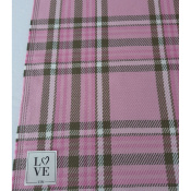 Tissu Sergé 100 % Coton Bio TARTAN Rose / Kaki
