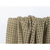 Tissu Maille Ajourée Beige / Lurex Doré