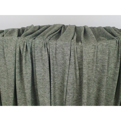 Tissu Maille Jersey Viscose / Laine Vert Chiné