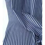 Tissu Oxford 100 % Coton Rayé Bleu Jeans & Blanc