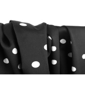 Tissu Satin de Coton Pois Noir & Ecru
