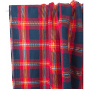 Tissu Sergé 100 % Coton Bio TARTAN Marine / Orange
