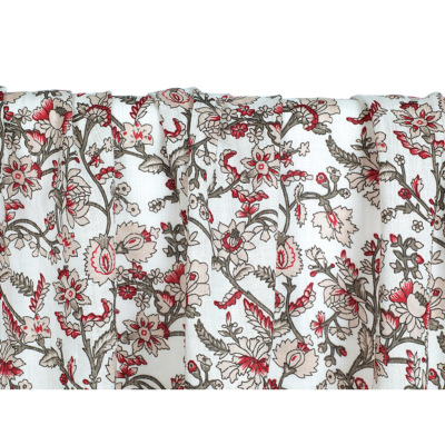 Tissu Voile Coton / Viscose Fleurs Ethniques Ecru