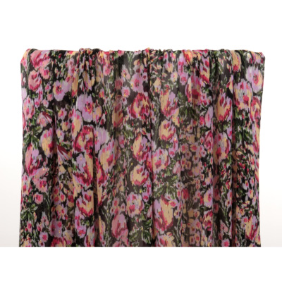 Tissu Voile Fleurs Abstraites Lurex Doré