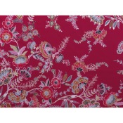 Tissu Voile de Coton Fleurs Retro Rouge