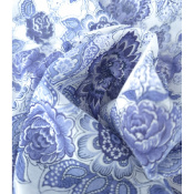 Tissu Voile de Coton Paisley Flowers Bleu