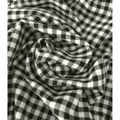 Tissu Sergé Léger Vichy 100 % Coton Noir / Blanc