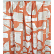 Tissu Toile 100 % Lin Graphique Orange / Beige