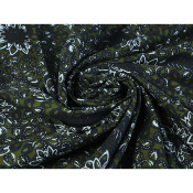 Tissu Voile de Coton Tournesol Olive Effet Wax
