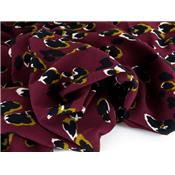 Tissu Crepe Crinkle Abstrait Bordeaux