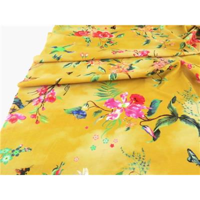 Tissu Jersey VENISE Fleurs, Oiseaux, Tie & Dye