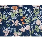 Tissu Crepe Lourd Fleurs Marine