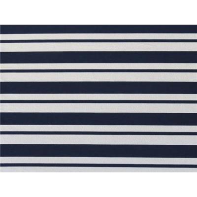 Tissu Crepe Ecru Imprimé Rayure Irrégulière Bleu Marine