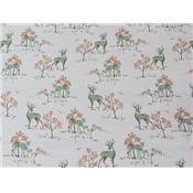 Tissu Flanelle Coton Imprimé Famille Cerf