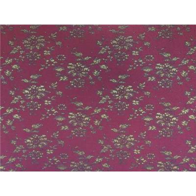 Tissu Jacquard Motif Fleurs Bordeaux / Noir / Lurex Doré