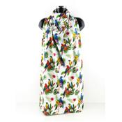 Tissu Jersey Coton / Elasthanne Tropical Blanc