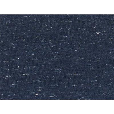 Tissu Jersey Coton Bleu Marine / Lurex Argent