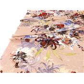 Tissu Jersey Viscose / Elasthanne Fleurs de Lys Vieux Rose