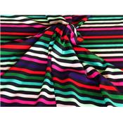 Tissu Maille Maillot de Bain Rayures Multicolores