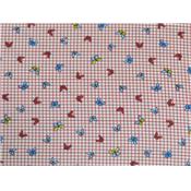 Tissu Popeline Imprimé Carreaux et Petit Papillons