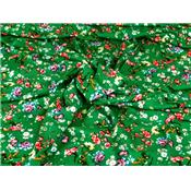 Tissu Jersey Viscose / Elasthanne Floral Vert Gazon