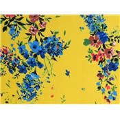 Tissu Voile de Viscose Bouquet de Fleurs Jaune