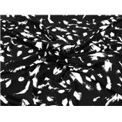 Tissu Voile de Viscose Abstrait Noir & Blanc