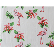 Tissu Imprimé Flamant Rose et Hibiscus