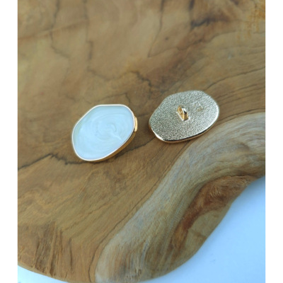 Bouton Métal Effet Marbre Beige / Doré 25 mm