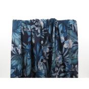 Tissu Voile de Coton Tropical Flowers Marine