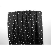 Tissu Satin de Coton Pois Noir & Ecru