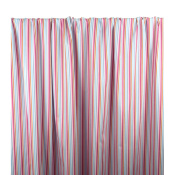 Tissu Satin de Coton Rayé Ciel / Rose