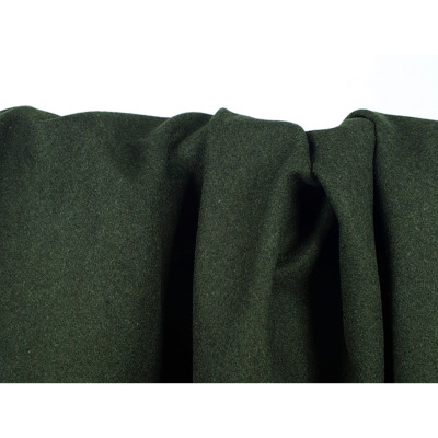Tissu Lainage Velours de Laine Kaki Chiné / Noir