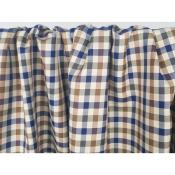 Tissu Popeline Poly / Coton Carreaux Beige / Bleu / Kaki
