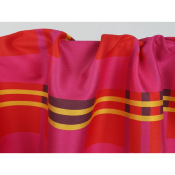 Tissu Satin de Viscose Jacquard Carreaux Fuchsia