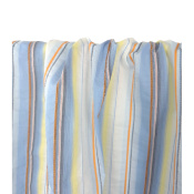 Tissu Taffetas Rayé & Brodé Bleu / Jaune