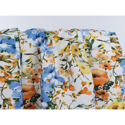 Tissu Toile Viscose / Lin Fleurs Vintage