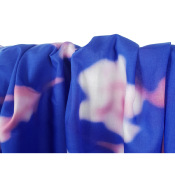 Tissu Voile de Coton Blured Flowers Bleu / Rose