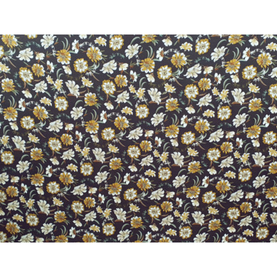 Tissu Voile de Viscose Jacquard Fleurs Bohème Choco