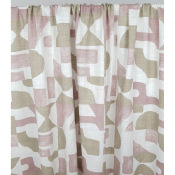Tissu Toile 100 % Lin Graphique Vieux Rose / Taupe