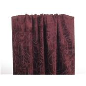 Tissu Velours Jacquard Floral Bordeaux