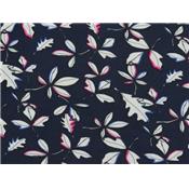 Tissu Jersey Viscose / Elasthanne Marine Imprimé Fleurs