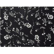 Tissu Crepe Satiné Noir Imprimé Fleurs