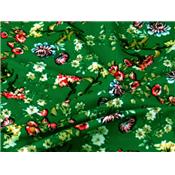 Tissu Jersey Viscose / Elasthanne Floral Vert Gazon