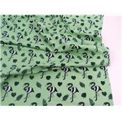 Tissu Jersey Coton / Elasthanne Flamant Rose Vert d'Eau