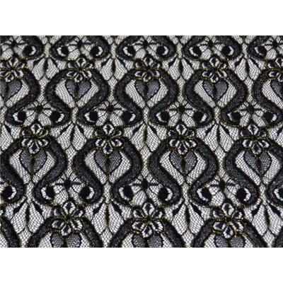 Tissu Dentelle Noir / Lurex Doré