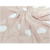 Tissu Jersey Chat Rose Glitter Argent