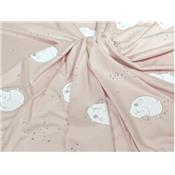 Tissu Jersey Chat Rose Glitter Argent